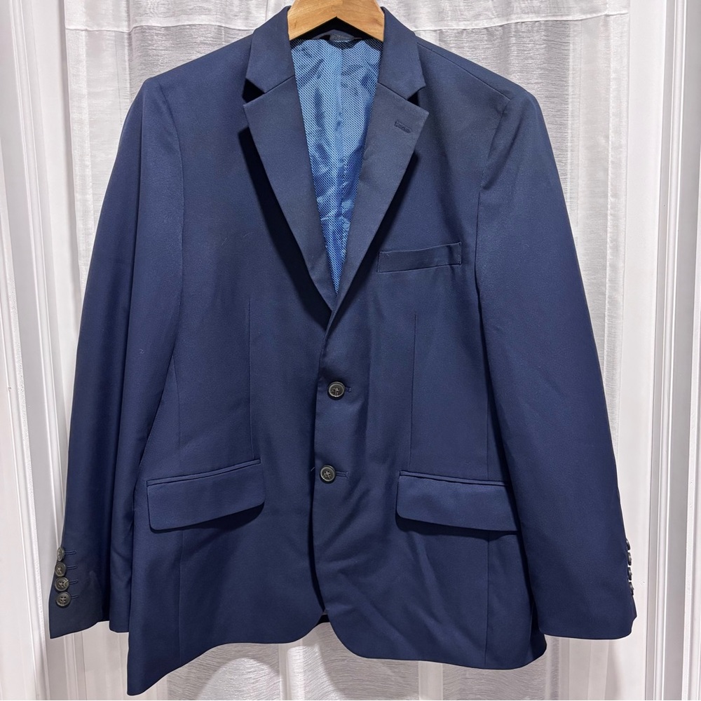 Haggar Men’s The Active Series Blazer Tailored Fit Indigo Blue 40S Performance